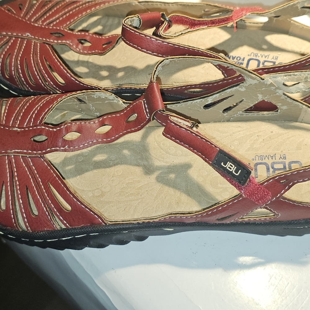 JBU Women's 10 Strappy Red Sandals